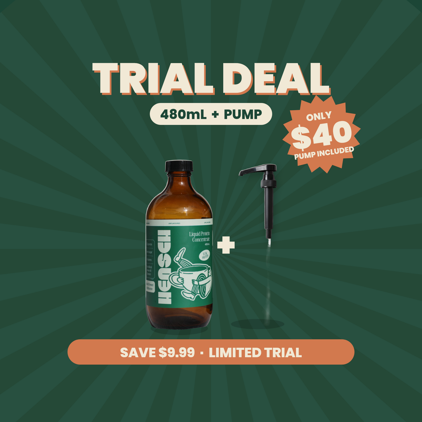Hensch 480mL + Pump Trial Deal - only $40, pump included
