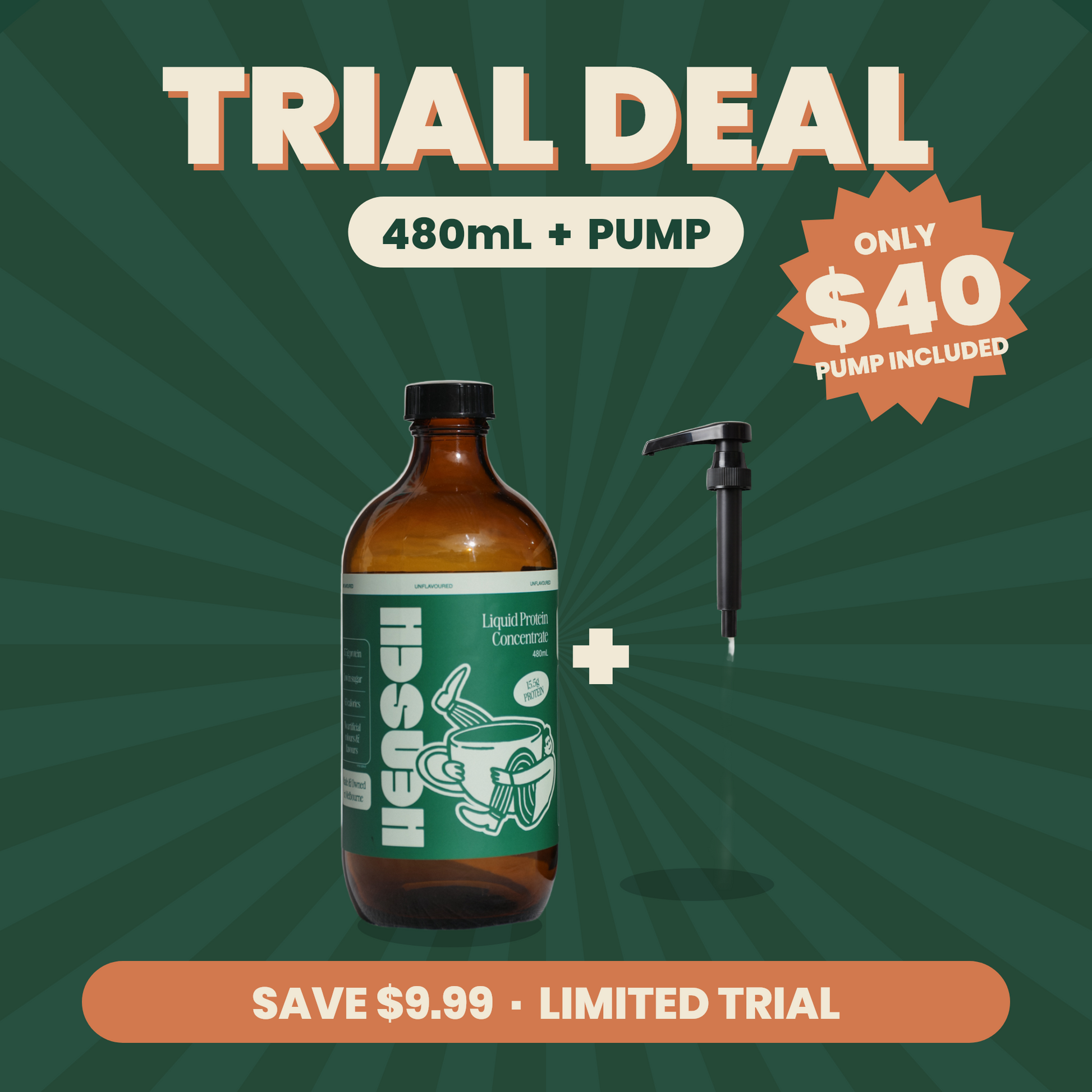 Hensch 480mL + Pump Trial Deal - only $40, pump included